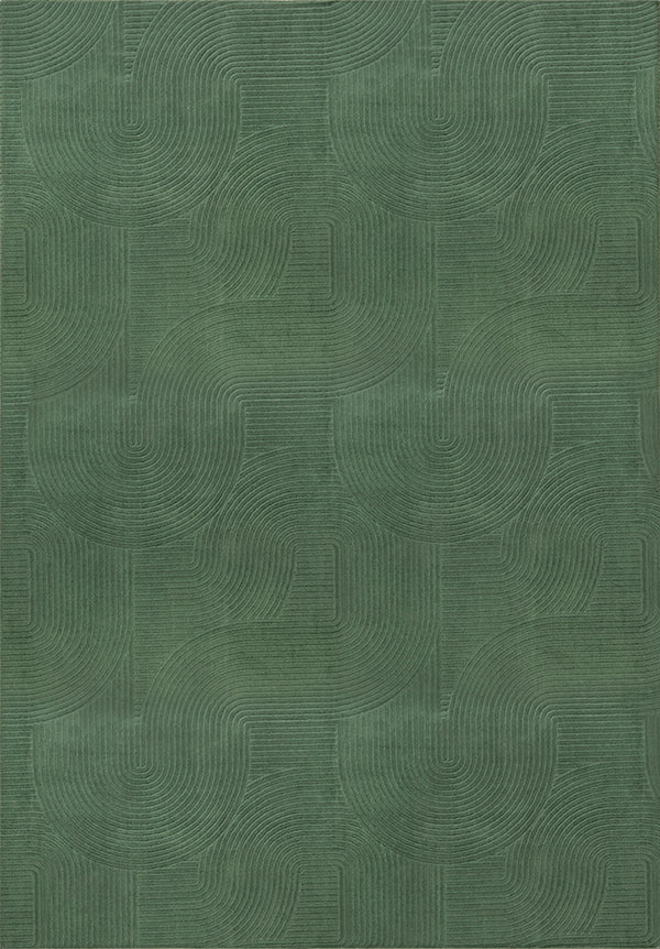 Derin 39046 – Moderner Teppich in Waldgrün