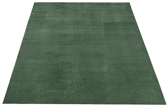 Derin 39046 – Moderner Teppich in Waldgrün